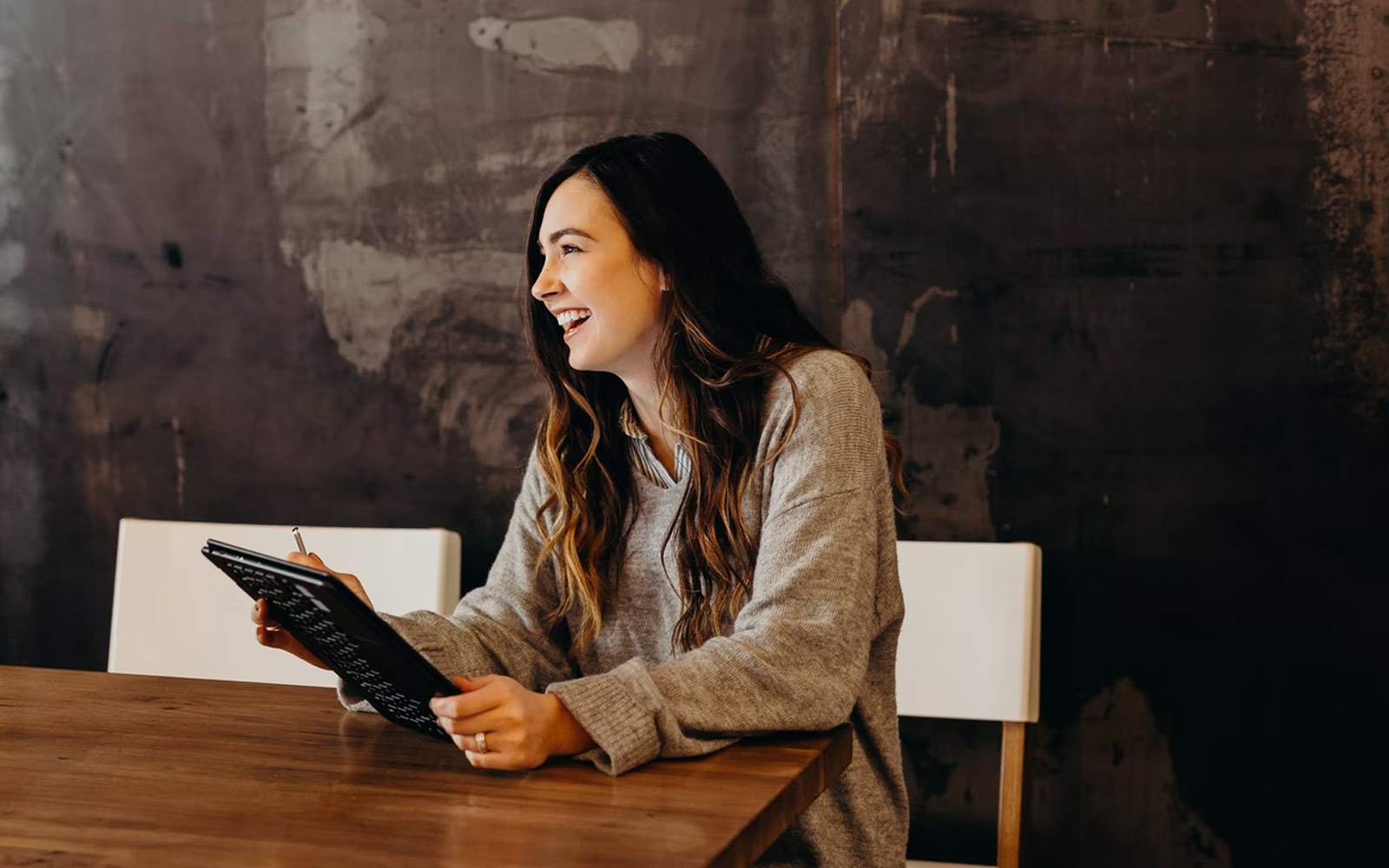 Young business woman smiling